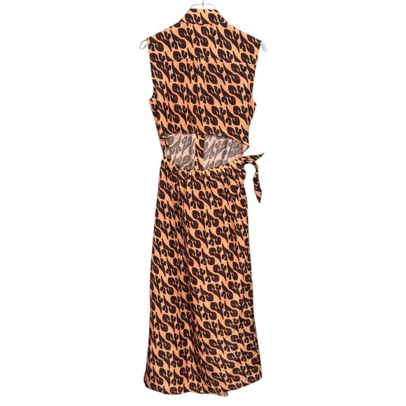 Christian Wijnants Women's Size 36 Collared Shirt Dress Tan Brown Abstract Wrap - Picture 3 of 10